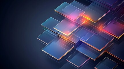 Wall Mural - abstract glass squares illuminated with warm light