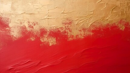 Wall Mural - chinese abstract gold ink in red paper texture fat paint on surface background flat lay top view cop