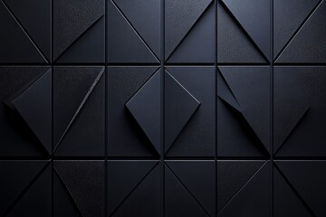 Leinwandbilder - Dark geometric triangle and square pattern background.