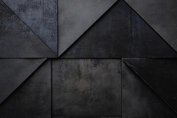 Leinwandbilder - Abstract dark gray geometric triangle pattern wall texture background.