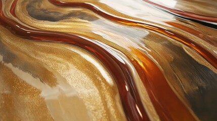 Wall Mural - Abstract Gold and Brown Liquid Art: A mesmerizing swirl of metallic hues, showcasing the beauty of fluid dynamics and color interplay.  A captivating piece for modern decor.