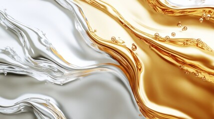 Wall Mural - Abstract Liquid Gold and Silver Swirls: A Luxurious and Elegant Composition