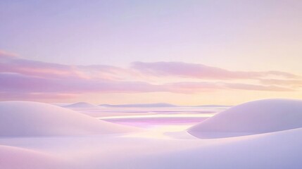 Sticker - Pastel sunrise over a serene, snowy landscape. Soft, smooth, and dreamlike.