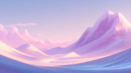 Sticker - Pastel-colored winter mountain landscape, soft light, serene, dreamy, snowy peaks.