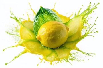 Wall Mural - Vibrant Lemon Watercolor Splash - Long Exposure Photography Stock Photo