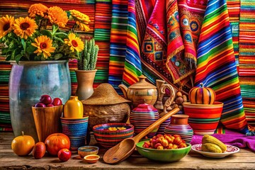 Wall Mural - Vibrant Mexican Fiesta Colors: A Colorful Background Image