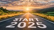 © Thanyaporn - Inspirational Road Leading to a Bright Sunrise in 2025, Representing New Beginnings and Opportunities for Growth and Success in the Year Ahead