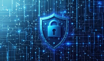 Wall Mural - secure technology. cyber security. cybersecurity, protect data. lock icon and internet network secur