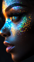 Wall Mural - Glittery Makeup  Face  Sparkle  Beauty  Model  Closeup