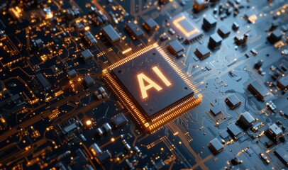 Wall Mural - ai technology. artificial intelligence. ai chip. database and process automation to manage files, kn