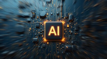 Wall Mural - ai technology. artificial intelligence. ai chip. database and process automation to manage files, kn