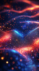Wall Mural - Abstract Red Blue Glittering Energy Wave Background