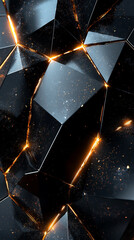 Wall Mural - Abstract Dark Geometric Background  Black Gold Crystal Texture