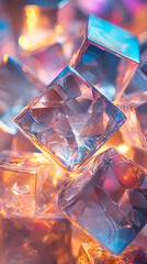 Wall Mural - Iridescent Crystal Cubes  Abstract Gemstone Background