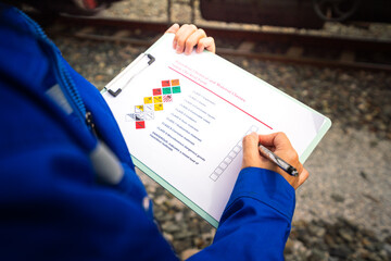 Wall Mural - checking on chemical hazard material checklist, for the crude oil transportation by railway logistic
