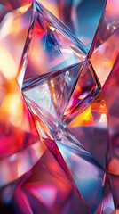 Wall Mural - Abstract Crystal Gem Background  Pink  Orange  and Blue Iridescent Facets