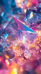Wall Mural - Iridescent Crystal Texture  Colorful Gemstones Background