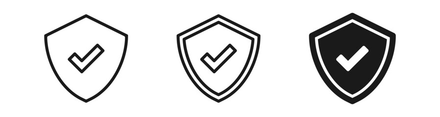 Leinwandbilder - Shield check mark icon or security shield protection icon with tick symbol