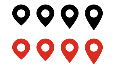 Fototapete - location map pointer icon, place pin marker sign - red gps map pointers in flat style, destination symbols. location pin line icon, Navigation sign	