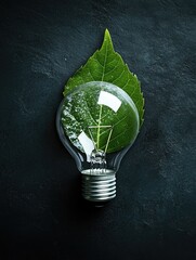 Wall Mural - Light Bulb with Leaf