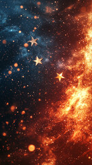 Wall Mural - Fiery Starry Night  Abstract Cosmic Background