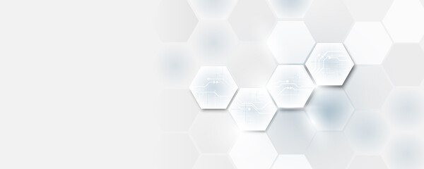 Wall Mural - hexagonal geometric concept technology background image and communication networks