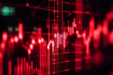 Aufkleber - Vibrant Red Stock Market Visualization with Complex Data Charts and Trends : Generative AI