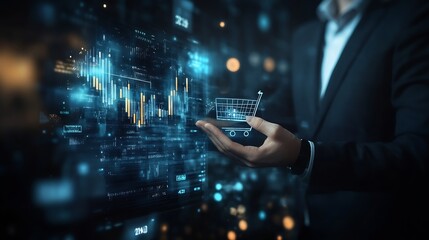 Aufkleber - Digital Marketing Strategy Concept with Futuristic Data Interface : Generative AI