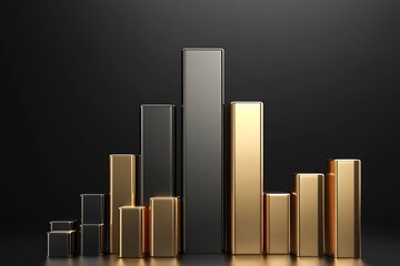 Aufkleber - Elegant Black and Gold Bar Chart on Dark Background Abstract Financial Visualization : Generative AI