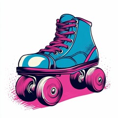 Sticker - Vibrant blue roller skate graphic design.