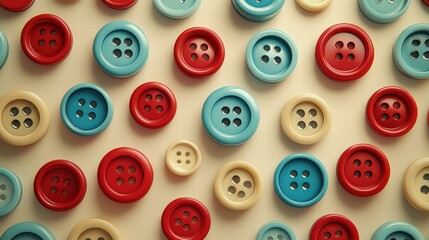 Canvas Print - Colorful buttons arranged in a pattern. AI.