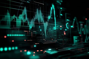 Poster - High Tech Financial Analysis Graph with Digital Data Insights : Generative AI