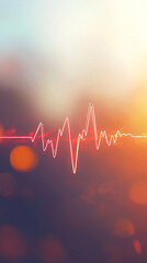 Wall Mural - Vibrant Sunset Heartbeat EKG Line Graphic