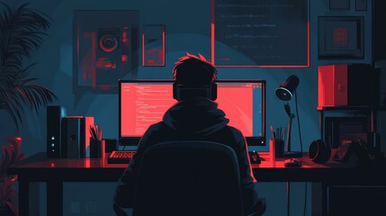 Wall Mural - illustration collection set of digital theft or cybercrime concept