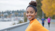 © Ari - African woman outdoor activity at Seawall along Stanley Park in Vancouver
