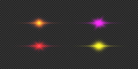 Wall Mural - set of multicolor horizontal light effects of lens flares
