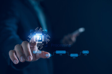 Wall Mural - ai generate processes concept, businessman using technology generative artificial intelligence for b