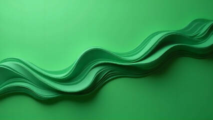 Wall Mural - Dynamic Abstract Green Waves Flowing in Motion, High Quality Wallpaper Design, Generative Ai