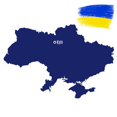 Wall Mural - silhouette map of ukraine with flag