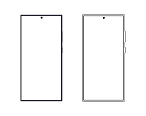Wall Mural - smartphone mockup in outline and flat style with an isolated screen, featuring a clean vector design