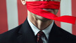 © Anthony - Person in a suit with a red band around his mouth, concept of censorship, freedom of expression, press.