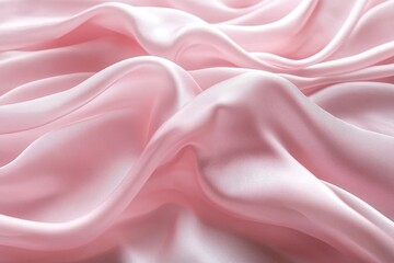 Wall Mural - Draped pink silk fabric with soft folds and gentle curves.