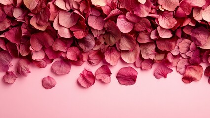 Wall Mural - Beautiful pink rose petals scattered on a soft surface