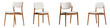 © T Studio - Set of four modern minimal wooden chairs arranged in a coordinated setup showcasing a clean and sophisticated interior design aesthetic suitable for living rooms dining areas
