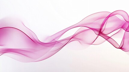 Wall Mural - Pink wave is shown on a white background. The pink color of the wave is very vibrant and stands out against the white background. The wave appears to be flowing and has a sense of movement