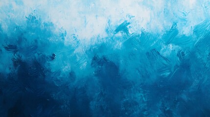 Wall Mural - Painting of a blue ocean with white brush strokes. The painting has a calming and serene mood