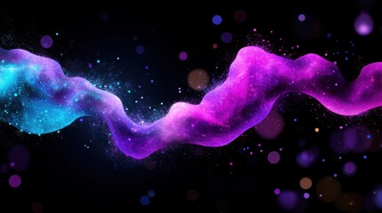 Wall Mural - Colorful abstract wave of blue and purple light against black background