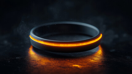 Canvas Print - sleek black ring with illuminated orange stripe, creating modern and futuristic look. glowing effect adds sense of mystery and intrigue to design