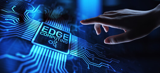 Wall Mural - edge computing modern it technology on virtual screen concept.
