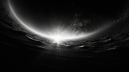 Wall Mural - celestial dawn breaks over the horizon of distant worlds in cosmic expanse. generative ai